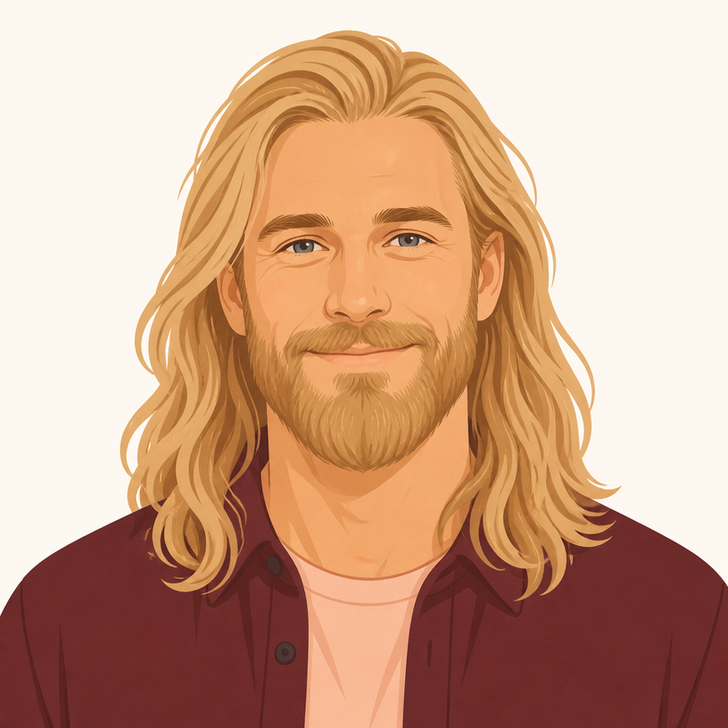Illustrated portrait of Fotis, Founder & CEO at Salon Director